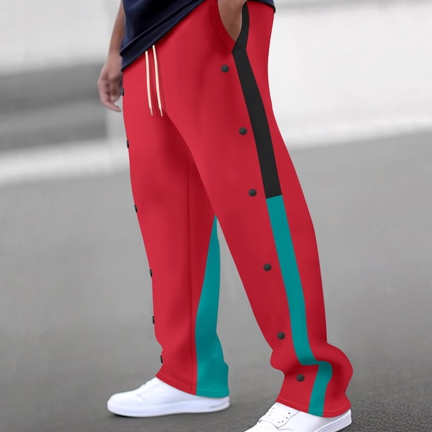 Pantalones largos para hombre, lisos, a la moda, informales, con bolsillos abotonados, cintura elástica, pantalones largos de chándal, pantalones de poliéster para hombre.