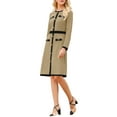 thumbnail image 4 of INSPIRE CHIC Women's Work A-Line Dress Long Sleeve Contrast Color Dresses M Khaki, 4 of 5