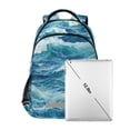 thumbnail image 7 of FORMRS Unisex Backpack Elementary School Travel Bookbag with Reflective Stripes, Green Watercolor Ocean Waves, 7 of 7