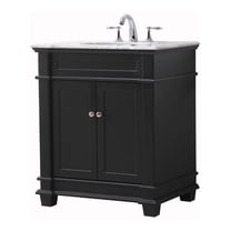 Elegant Decor Wesley 30" Solid Wood Steel Single Bathroom Vanity Set in Black