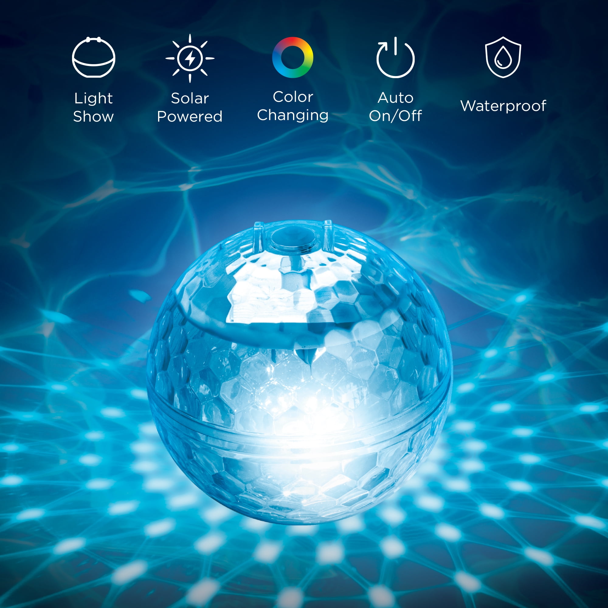 Merkury Innovations HGLO Floating LED Prism Pool Light with Color-Changing Light Show