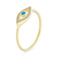 thumbnail image 2 of Bling Jewelry Womens Minimalist CZ Halo Evil Eye 1MM Band Midi Ring Gold Plated Sterling Silver, 2 of 6
