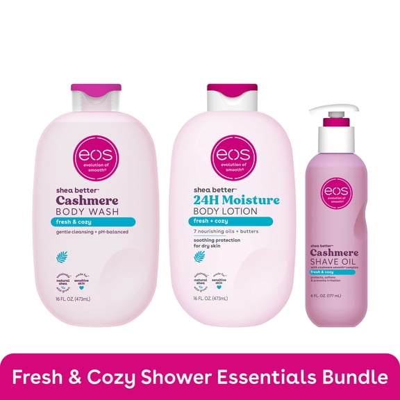 eos Fresh & Cozy Body Wash, Body Lotion, & Shave Oil Bundle