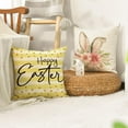 thumbnail image 5 of hofaaa Happy Easter Hello Spring Bunny Ears Yellow Throw Pillow Covers, 18 x 18 Inch Cushion Case Decoration for Sofa Couch Set of 4, 5 of 6