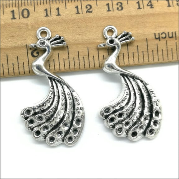 U8MO 2/10/20pc peacock Antique Silver Charms Pendants For Jewelry Making 27*20mm-20pcs