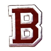 INSPIREME FAMILY OWNED Initials A to Z and Numbers College Varsity Letterman Embroidered Iron On Patch 3" Burgundy/White (B)
