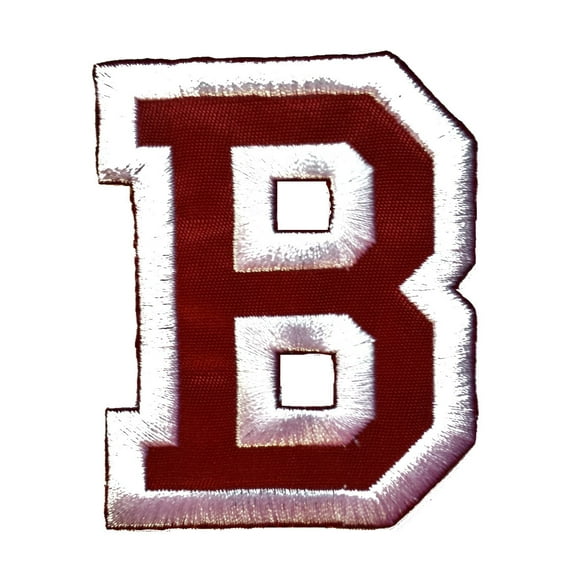Initials A to Z and Numbers College Varsity Letterman Embroidered Iron On Patch 3" Burgundy/White (B)