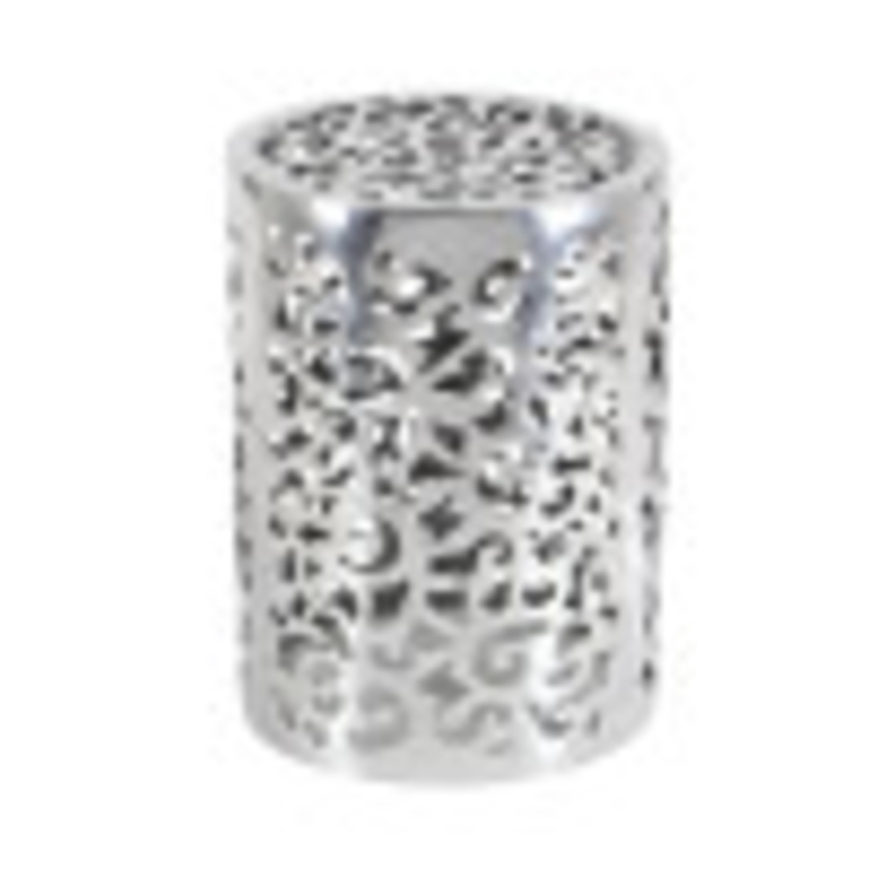 DecMode 13" x 18" Silver Aluminum Scroll Accent Table, 1-Piece