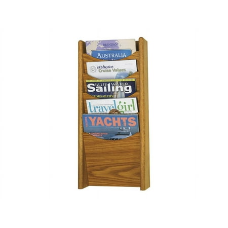 Safco® 5-Pocket Wood Literature Display Rack, Medium Oak