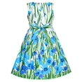 thumbnail image 3 of Girls Dress Blue Flower Cotton Sleeveless Sundress 9-10 Years, 3 of 7