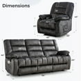 thumbnail image 3 of Ebello 3-Seater Manual Recliner Sofa Set, Overstuffed Fabric Reclining Couch with Removable Console, Cup Holders for Living Room Home Theater, Dark Gray, 3 of 7