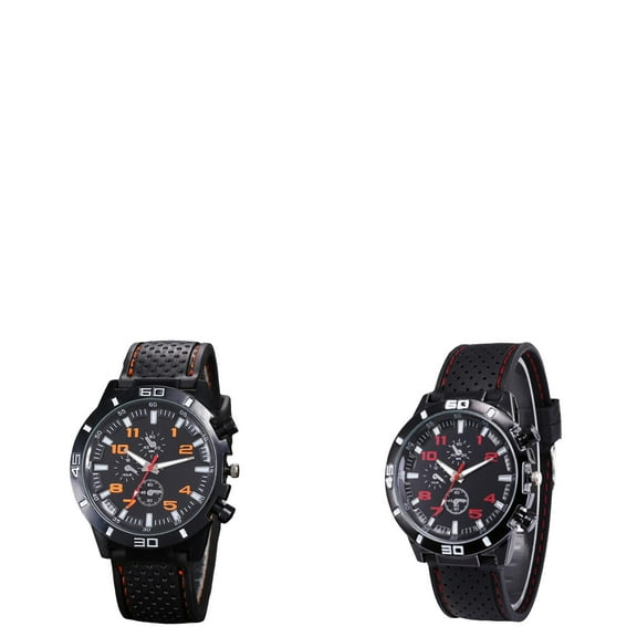 Wijhcboe 2 Pack Men's Watch Set for Couples Watch Frosted Leather Strap Watches for Big Wrists Men Suitable For Men's Student Wind up Watches for Women No Battery Leisure Trend Sports Watch with A S