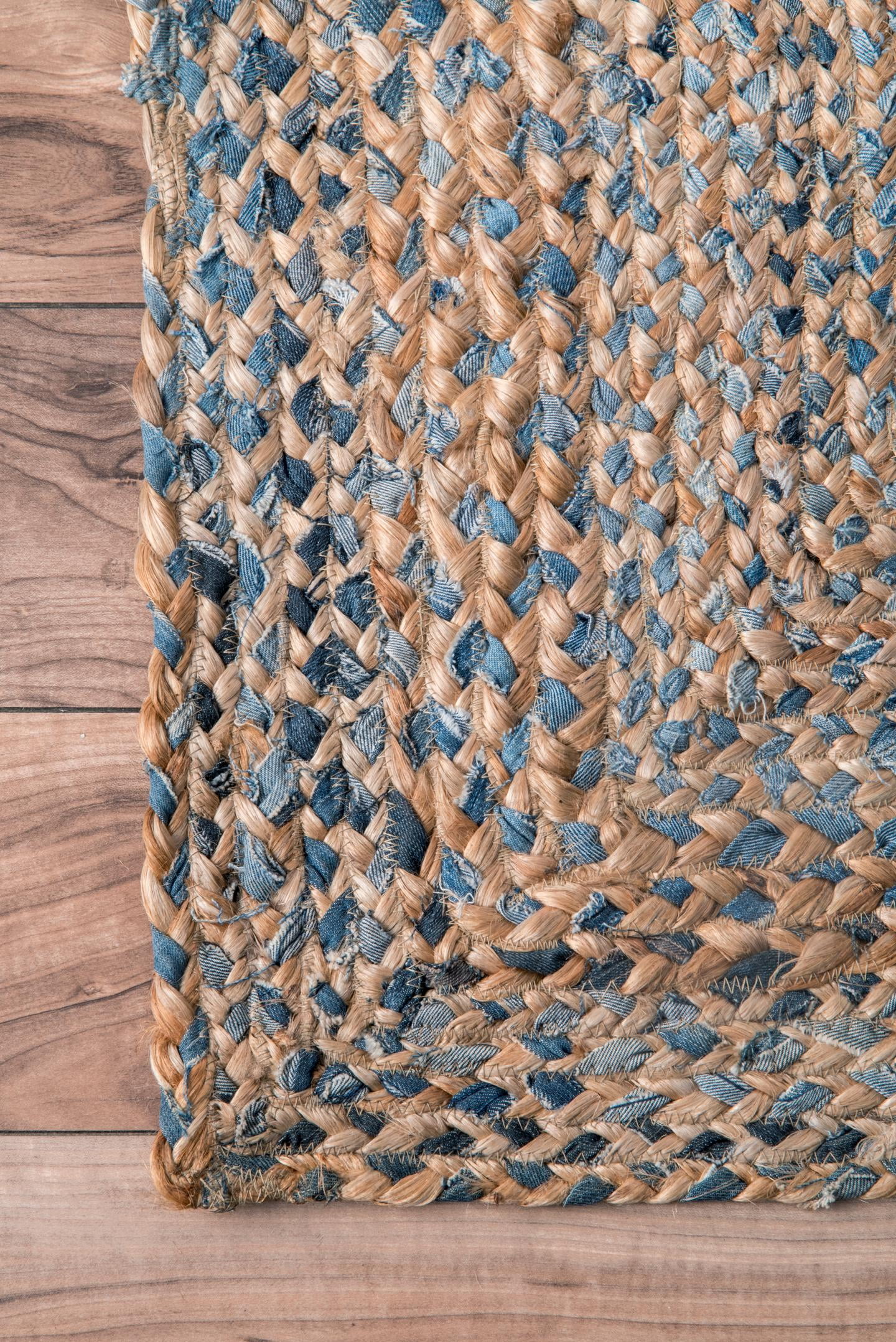 nuLOOM Eliz Hand Braided Jute Accent Rug, 2' x 3', Blue