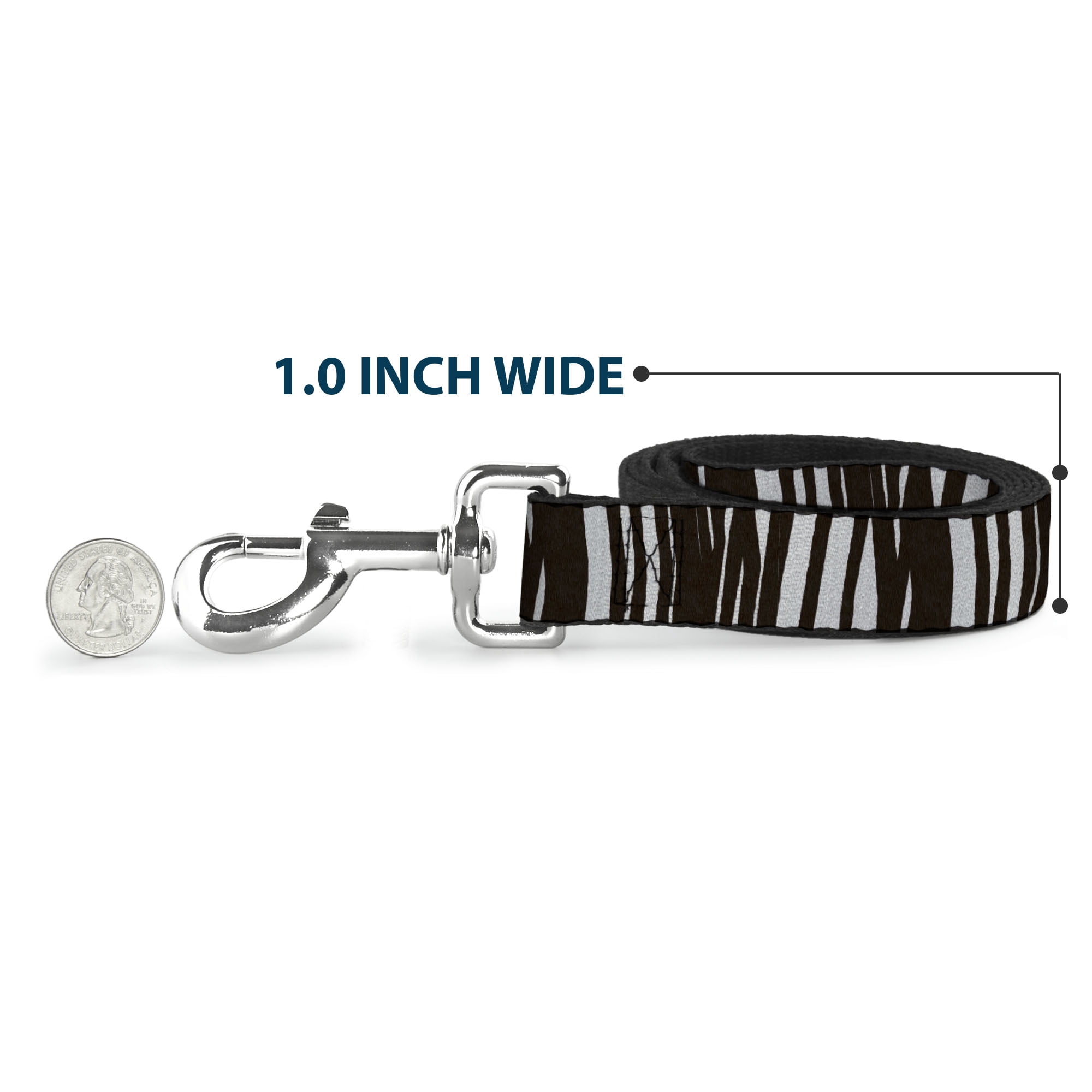 Buckle-Down Pet Leash, Dog Leash, Zebra, 6 Feet Long 1.0 Inch Wide