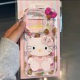 thumbnail image 1 of Funda de teléfono de playa Sexy negra de Hello Kitty para iPhone 16 15 14 13 12 11 Pro Max XR XS MAX 7 8 Plus Y2K Pink Girl Laser ShiningCover, 1 of 5