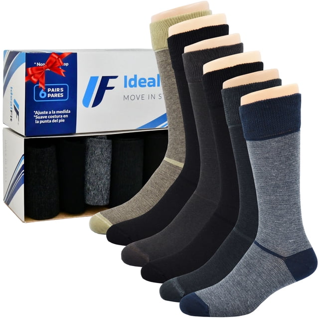Calcetines para hombre de vestir. Hechos de algodón. Rayas Obscuras 6 pares