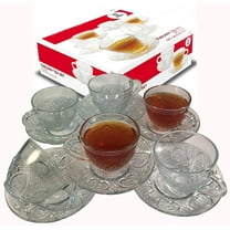 Cup & Saucer Set Glass Tea Coffee Cup Glass Saucer 12 Piece Cup & Saucer Set