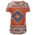 thumbnail image 4 of Mujeres Casual Retro Western Aztec Print manga corta étnica cuello en V cremallera camisetas Tops Fridja  hjk5353, 4 of 8