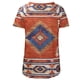 thumbnail image 4 of ICHUANYI Clearance Women Casual Retro Aztec Print Short Sleeve Ethnic V-Neck Zipper T-Shirts Tops(Orange, XXL) ICHUANYI WER2023081015129, 4 of 8