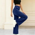 thumbnail image 6 of LWavelet Denim Pants Women Lightweight Wide Leg Jeans Summer Fall High Waisted Straight Leg Trousers with Pockets, 6 of 7