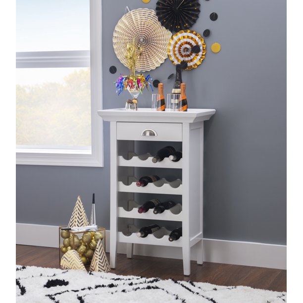 Powell Wickliff White Wine Rack Cabinet With Removable Tray - Walmart.com