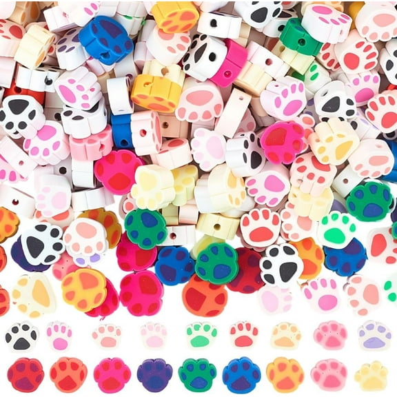 429Pcs Dog Print Beads Paw Print Polymer Clay Beads Bulk Random Mixed Color Animal Pet Puppy Themed Handmade Loose Spacer Charms for Jewelry Making Bracelet Keychain DIY Crafts Accessories