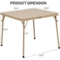 thumbnail image 3 of FurnitureR Square Folding Table, 33.9" Multi-Functional Card Table, Portable and Foldable for Indoor/Outdoor Use, PVC Tabletop with Metal Frame, No Assembly Required, Camel, 3 of 7