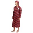 thumbnail image 2 of Hansber Men's Pajama Set 2Pcs Long Sleeve Striped Nightshirt with Sleeping Cap Nightwear Red Black L, 2 of 5