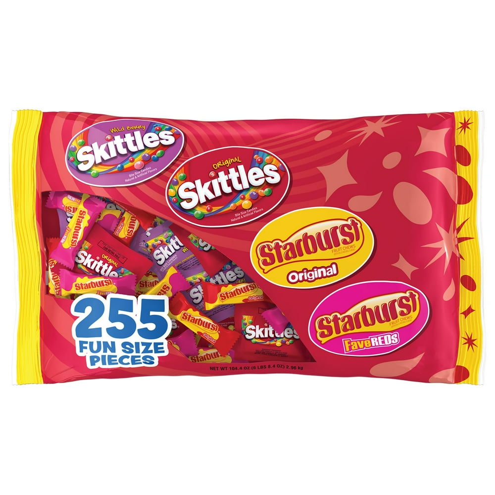 SKITTLES & STARBURST FunSize Variety Pack, 255 Pieces, 104.4 oz