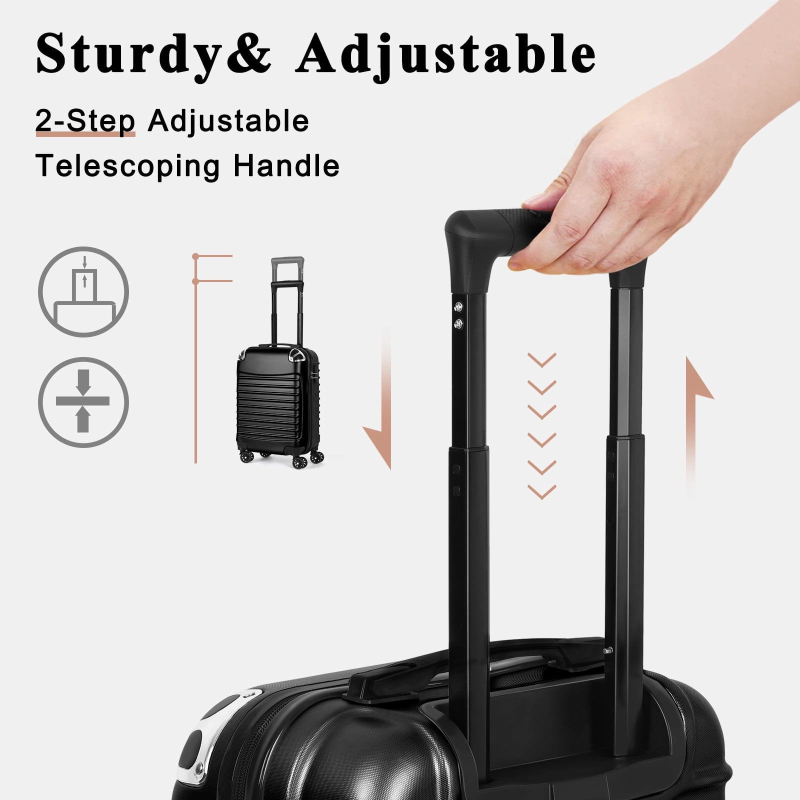 Hardside Carry-On Spinner Luggage,20-Inch,Black