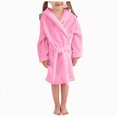 thumbnail image 4 of NOLDARES Boys Fleece Robe Girls Hooded Bathrobe Toddlers Soft Fuzzy Robe for Kids,Pink,4-5 Y, 4 of 9
