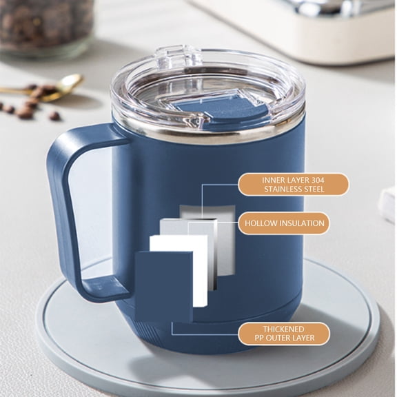 Upgraded Coffee Mug Portable Double Layer Stainless Steel Mug With Lid And Handle Induction Heatable Insulated Coffee Mug For Travel Camping Office U