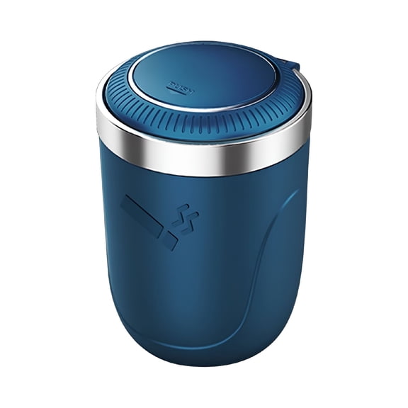 HIBIBUD Car Ashtray with Detachable Lid and LED Light, Portable Ashtray for Vehicles, Blue