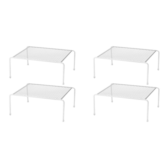 4X Kitchen Cupboard Organiser Pack Metal Wire Storage Shelfs Insert Rack for Kitchen Countertop, Pantry, Cabinet, Fridge