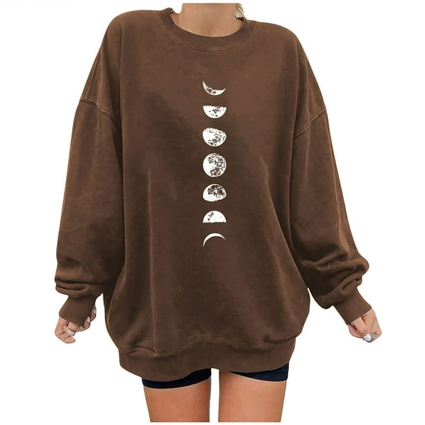 Sudadera Para Mujer Sudaderas de Otoño Estampado Suelto Cuello Redondo Manga Larga Fleece Jersey de Gran Tamaño Odeerbi ODB171728