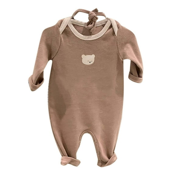 DHFJKG Toddlers Boys Girls Bodysuit Solid Color Cute Knit Long Sleeve Onesie With Hat Baby Onesies Boy 0-3 Months