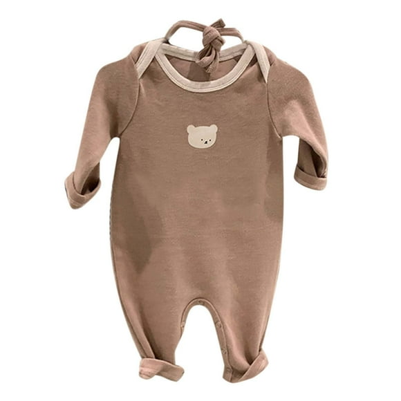 YOUSNH Baby Boy Girl Solid Romper and Cute Knit Hat Long Sleeve Knit Outfits Clothes 2PC Baby Kids Bodysuits Brown 6-12 Months