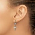 thumbnail image 3 of 14k White Gold Cross Dangle Earrings for Women, Leverback Christian Jewelry with Classic Religious Design for Faith and Worship Wear, 3 of 6
