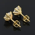 thumbnail image 3 of 2 Ct Certified White Diamond Solitaire Studs, Yellow Gold Finish-Great Sparkle., 3 of 4