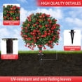 thumbnail image 3 of Artificial Rose Topiary Ball Trees with Ground Spike, 2 Pack 16 Inches Artificial Shrubs, Fake Evergreen Artificial Plant Brush for Indoor Outdoor Front Porch Garden, 3 of 7
