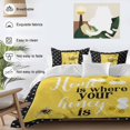 thumbnail image 5 of Yellow Black Bee Queen Size Comforter Set, Home Is Where Your Honey Is Honeycomb Daisy Bedding for All Seasons, 4 Pcs Bed Set, 1Quiltcover (90"x92") ,1Sheet(94"x116"), 2Pillowcases (30"x20"), 5 of 9