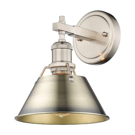 3306-BA1 PW-AB Golden Lighting Orwell - 1 Light Bath Vanity-9.88 Inches Tall and 7.5 Inches Wide-Pewter Finish-Aged Brass Shade Color