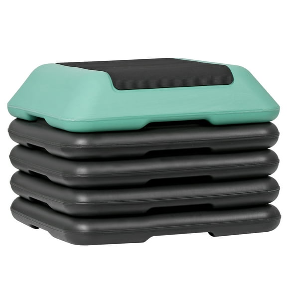 16'' Adjustable Aerobics Step Exercise Platform w/ Risers 4''-6''-8''-10''-12''