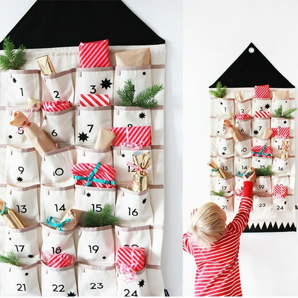 Agiferg 24 Pockets Fabric Christmas Calendar To Hang Christmas Ornaments