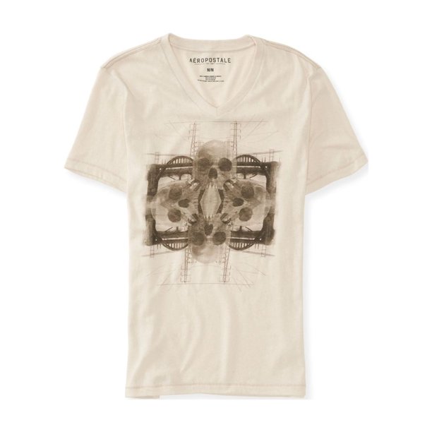 Camiseta gráfica Aeropostale Skull NYC para hombre beige grande