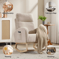 thumbnail image 6 of Rocking Chair Nursery with 26'' High Backrest, Teddy Upholstered Glider Rocker with Side Pocket, Accent Armchair with Solid Wood Legs for Living Room, Beige, 6 of 7