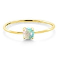 thumbnail image 2 of Gem Stone King 10K Yellow Gold Simulated White Opal Engagement Ring for Women | 0.25 Cttw | Round Cabochon 4MM | Gemstone October Birthstone | Size 6, 2 of 6