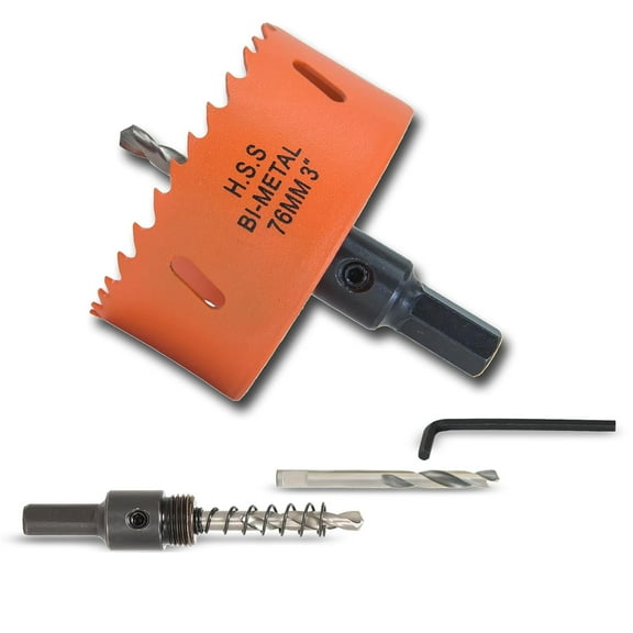 UniMall 3 inch Hole Saw with Arbor for Metal Wood Plastic, 76mm Bi-Metal Hole Cutter for Different Project with Smooth and Flat Drilling Edge, Fast Chip Removal