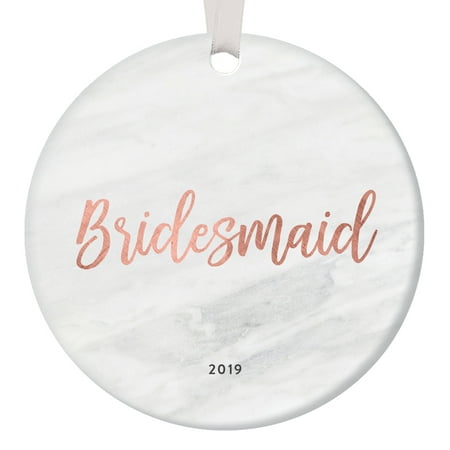 Bridesmaid Proposal Ornament Christmas 2019 Will You Be Team Bride Asking Sister Best Friend Gift Idea Bridal Shower Wedding Favors Rose Gold Marble 3