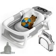 thumbnail image 7 of stusgo Collapsible Baby Bathtub, Plastic Baby Bath Tub with Soft Cushion & Thermometer（Grey）, 7 of 7